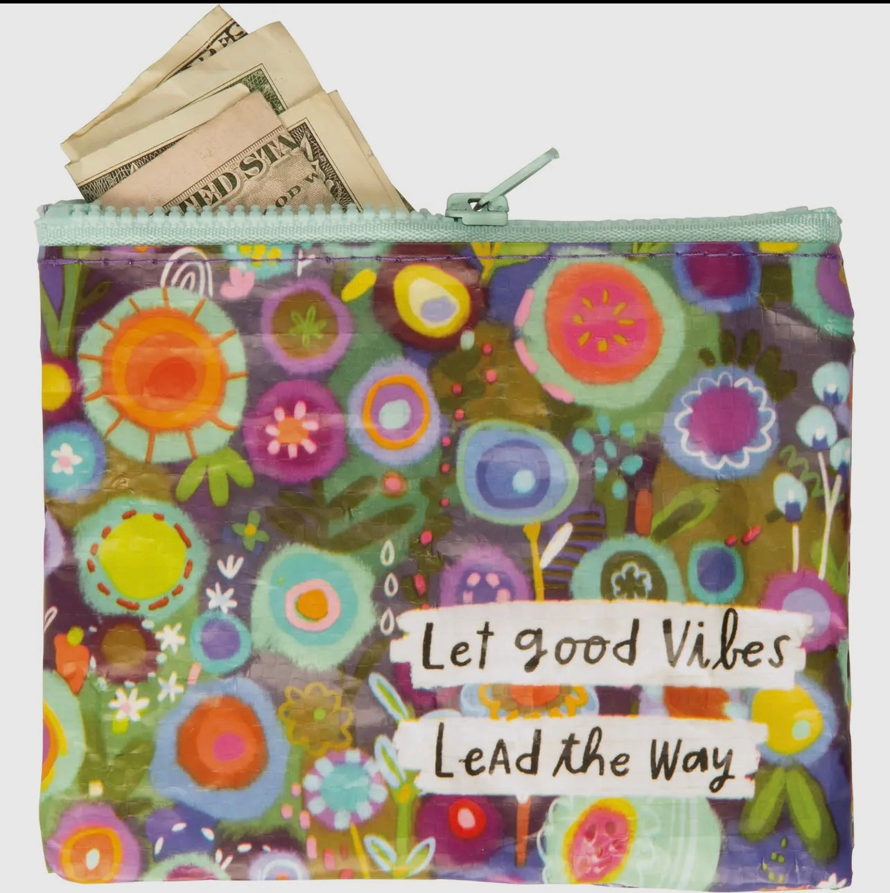 Let good vibes lead the way zip wallet