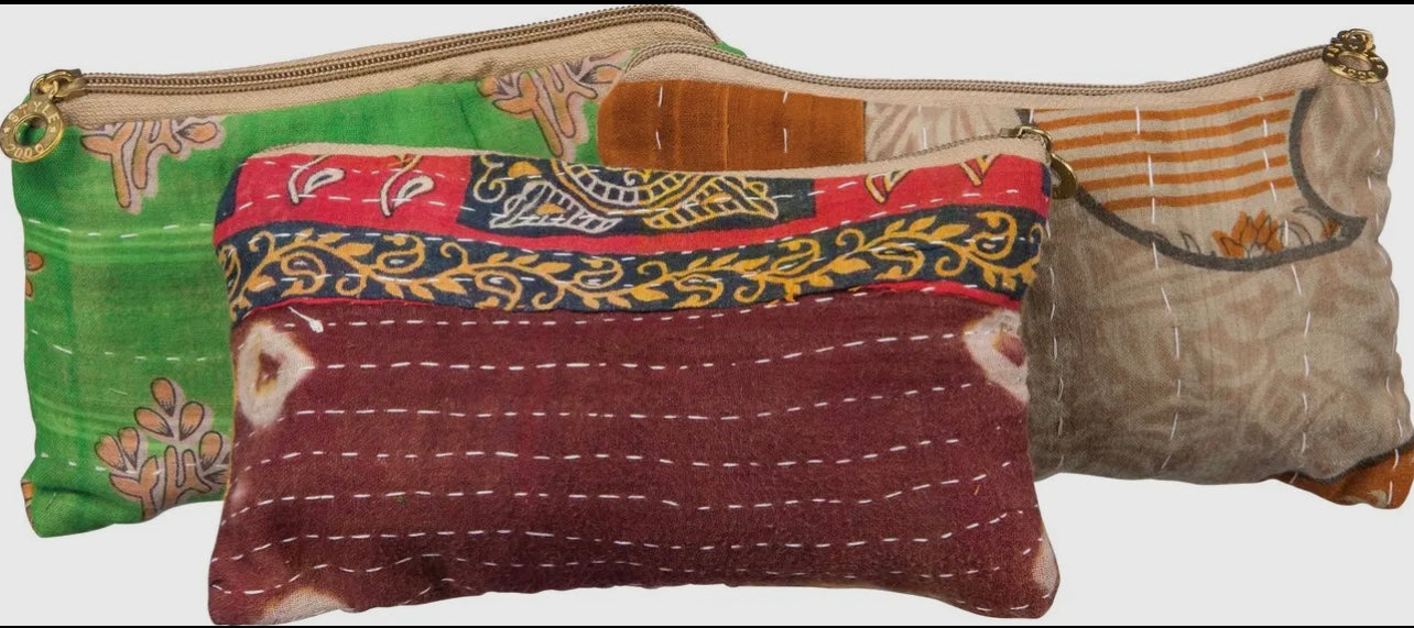 Kantha zipper pouch