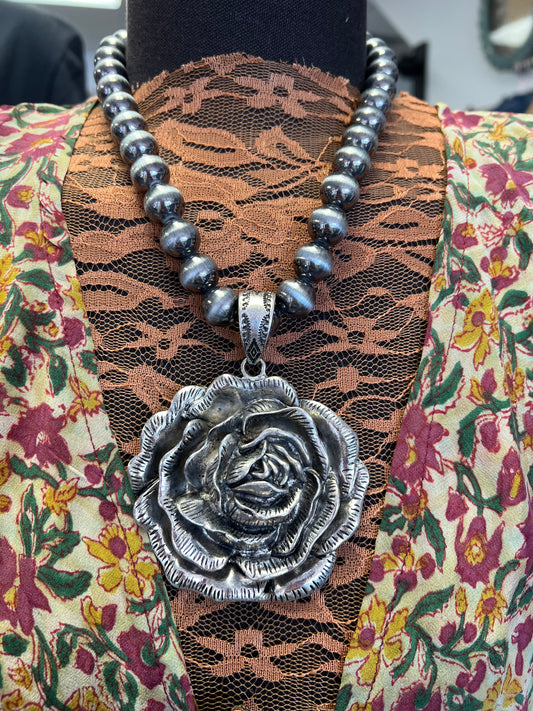 Silver Bloom Concho Necklace