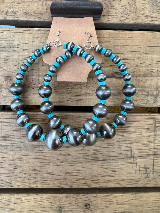 Turquoise Trails Beaded Hoop Earrings