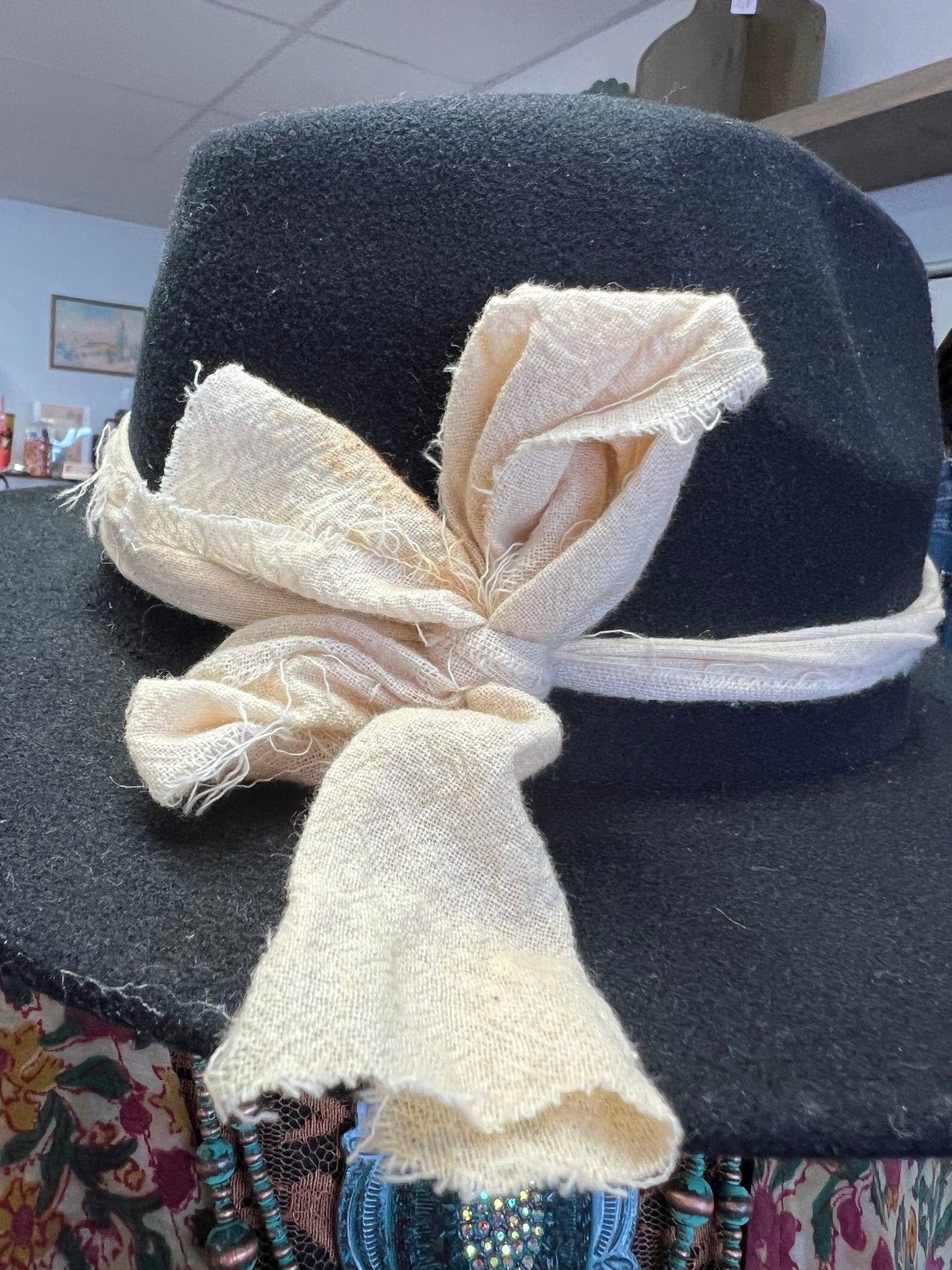 Vintage Lace & Silk Rancher Hat