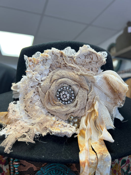 Vintage Lace & Silk Rancher Hat