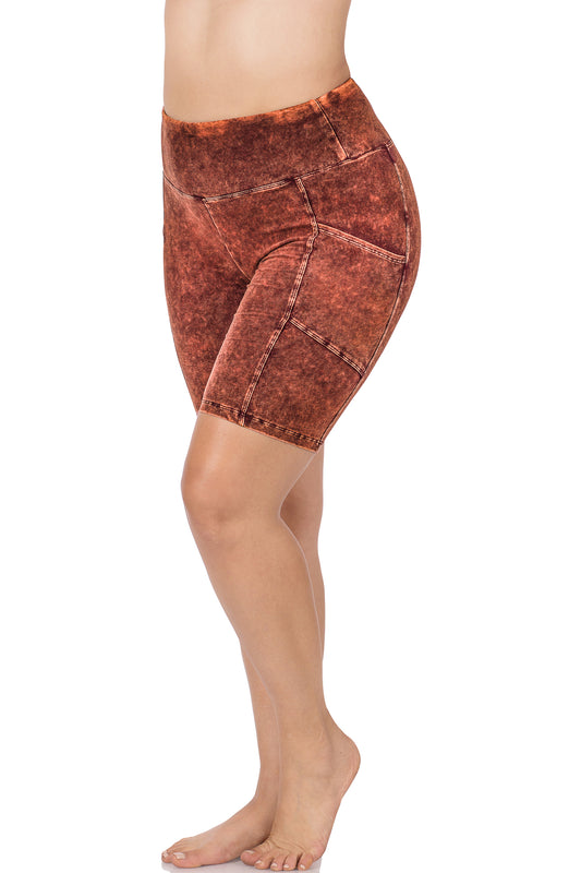 Plus mineral wash wide waistband pocket leggings