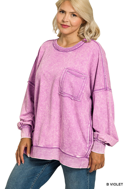 French Terry Acid Wash Pullover