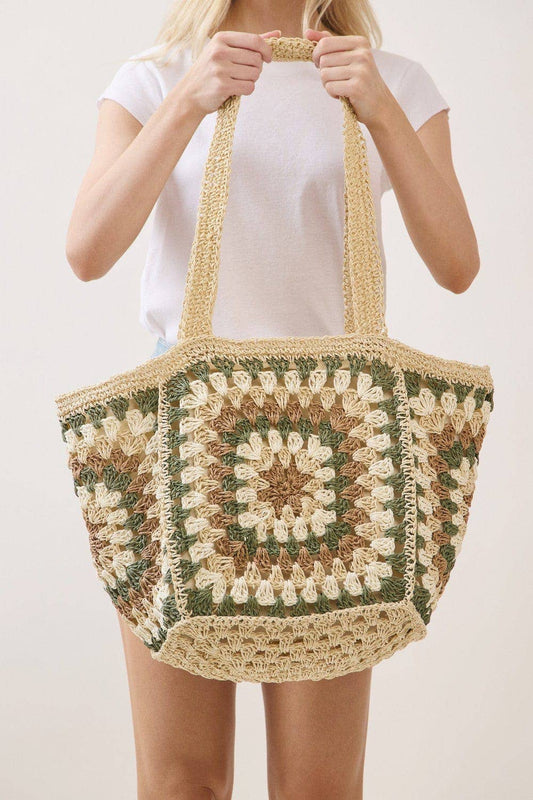 MB0353 Maisie Oversized Granny Square Chic Tote Bag