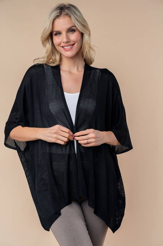 T25067 Three Quarter Sleeve Solid Knit Cardigan
