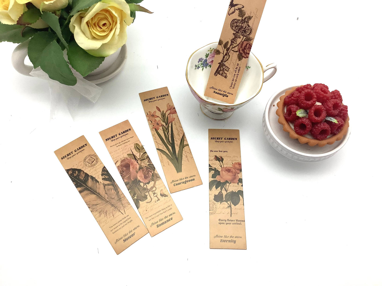 Tea and Bookmark with French Tea packet Secret Garden