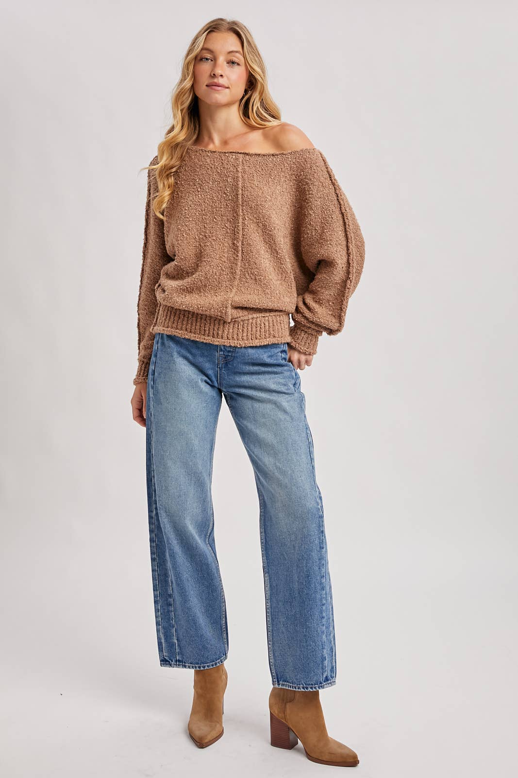 Cozy Bouclé Off-Shoulder Sweater