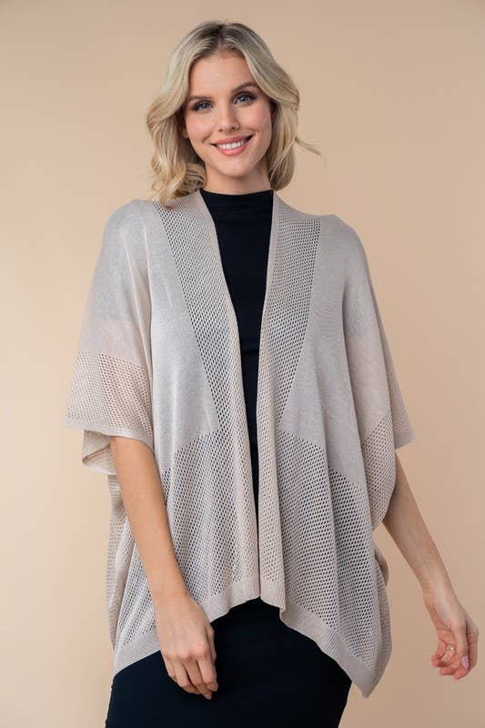 T25067 Three Quarter Sleeve Solid Knit Cardigan