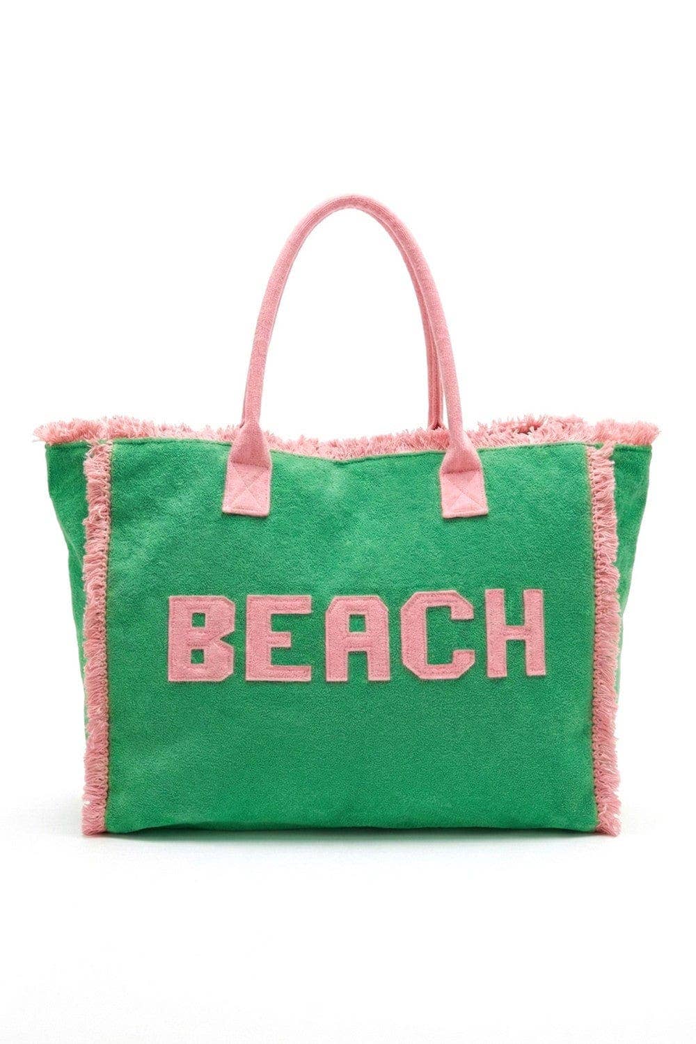 MB0330 Terry Cloth Fringe Beach Tote Bag