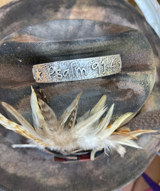 "Psalm 91-4" Burnished Silver Tone Bangle
