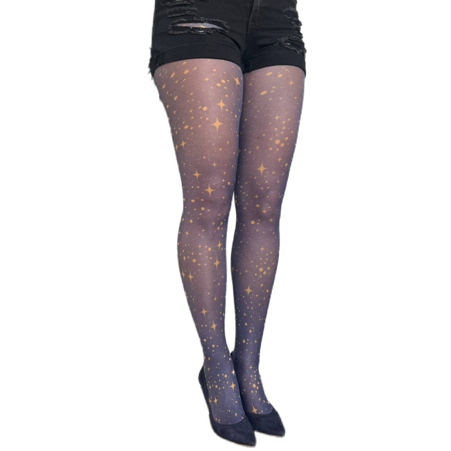 Navy & Gold Star Patterned Tights