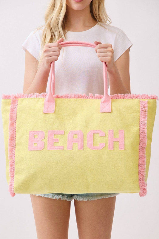 MB0330 Terry Cloth Fringe Beach Tote Bag