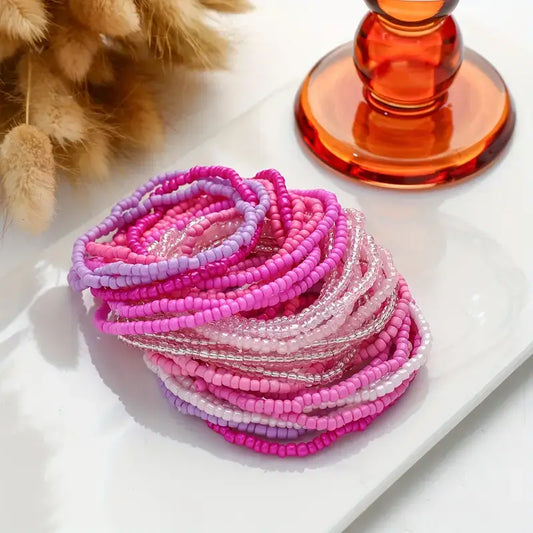 Stretchy Beaded Bracelet – Pink Tones