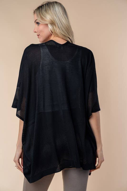 T25067 Three Quarter Sleeve Solid Knit Cardigan