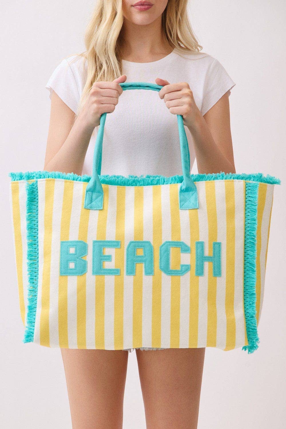 MB0331 Striped Terry Cloth Beach Tote Bag