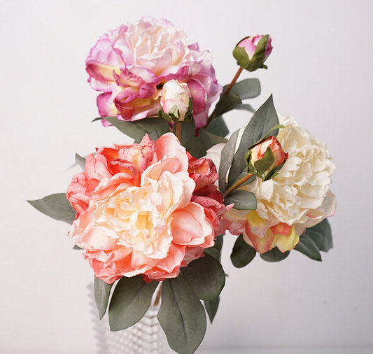 24''T Faux Dried Look Silk Peony, Spring Peonies, Long Stem