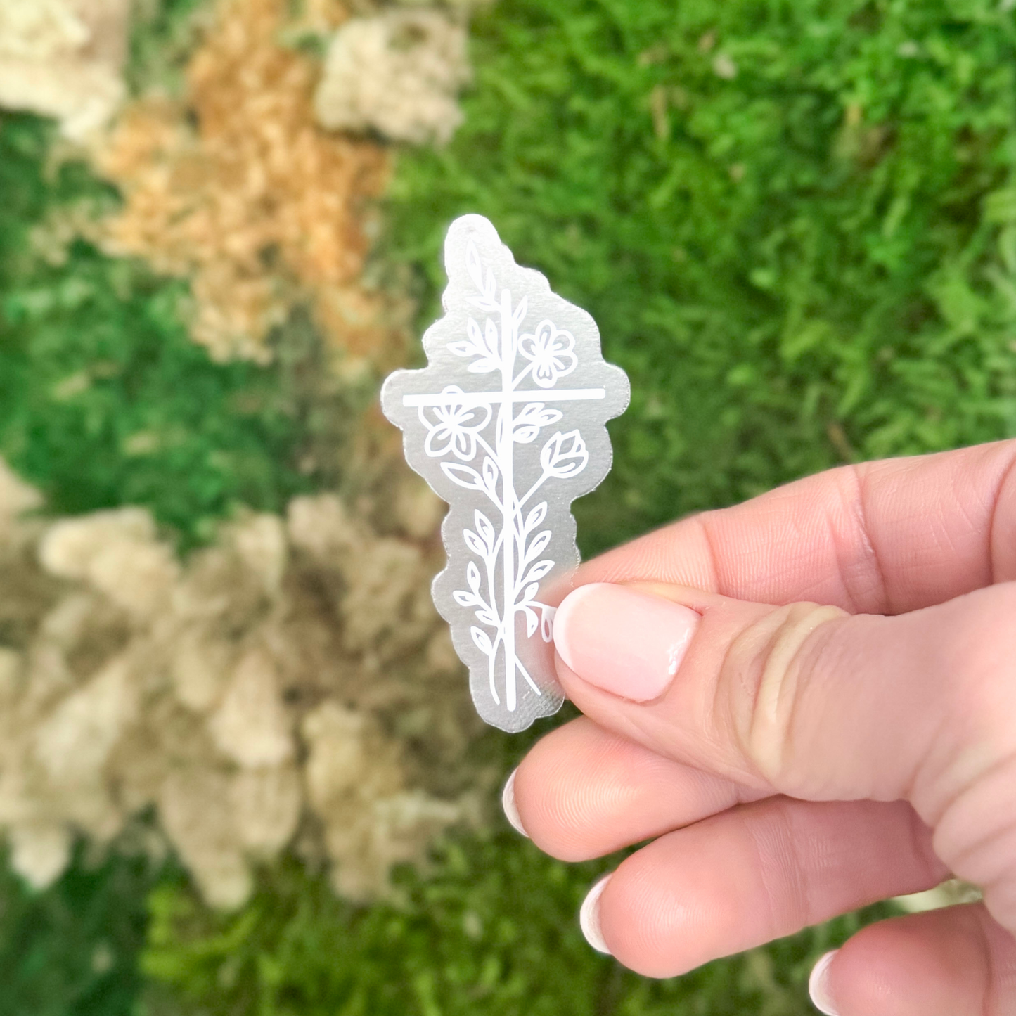 Floral Cross Vinyl Sticker