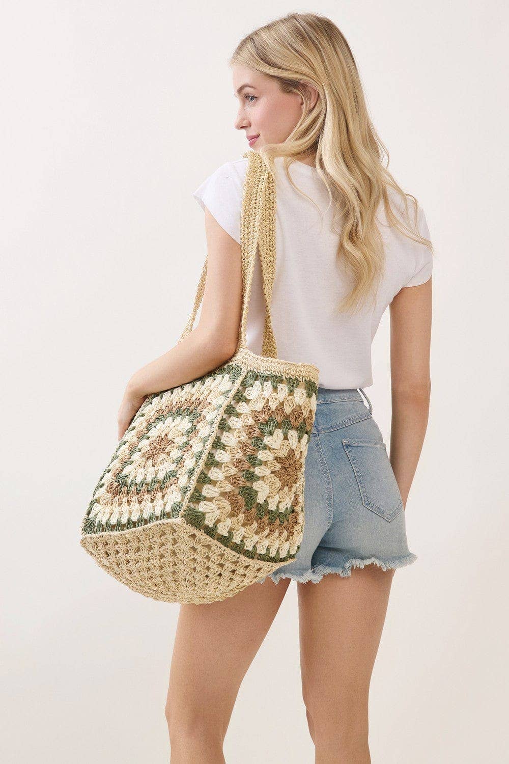 MB0353 Maisie Oversized Granny Square Chic Tote Bag
