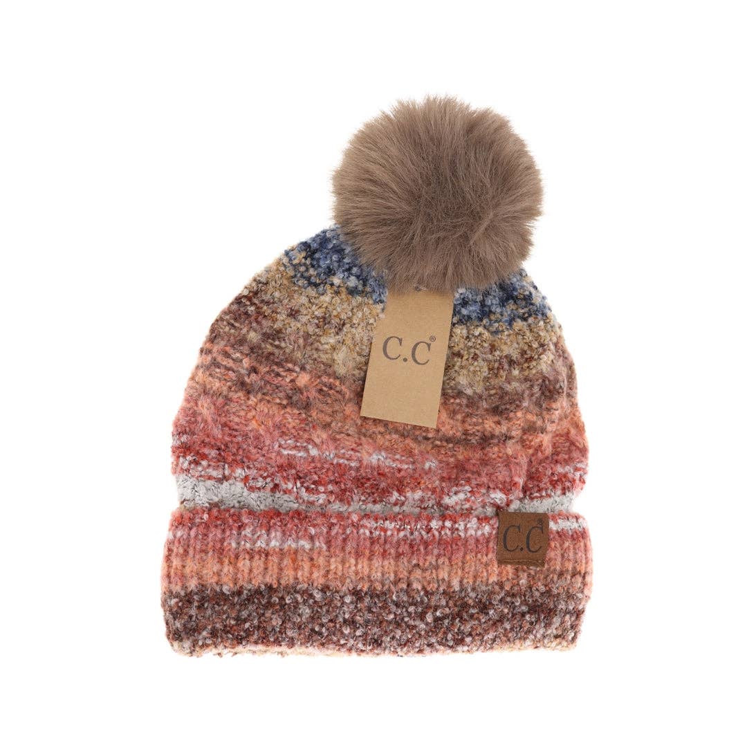 Space Dye Faux Fur Pom C.C Beanie