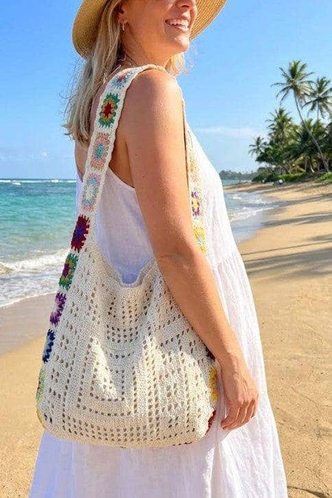 SF252119 Lottie Granny Square Chic Detailing Hobo Tote