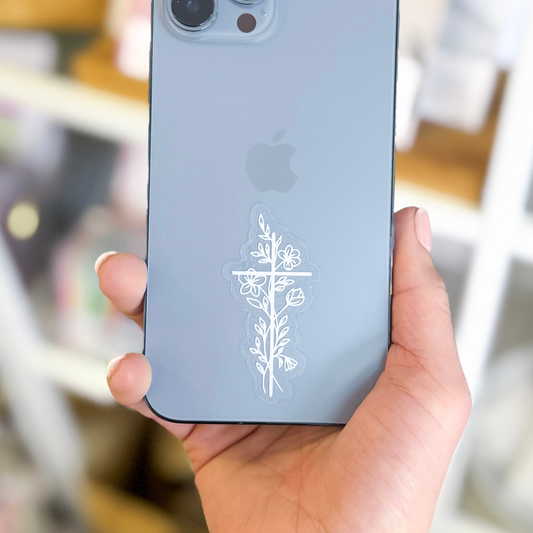 Floral Cross Vinyl Sticker