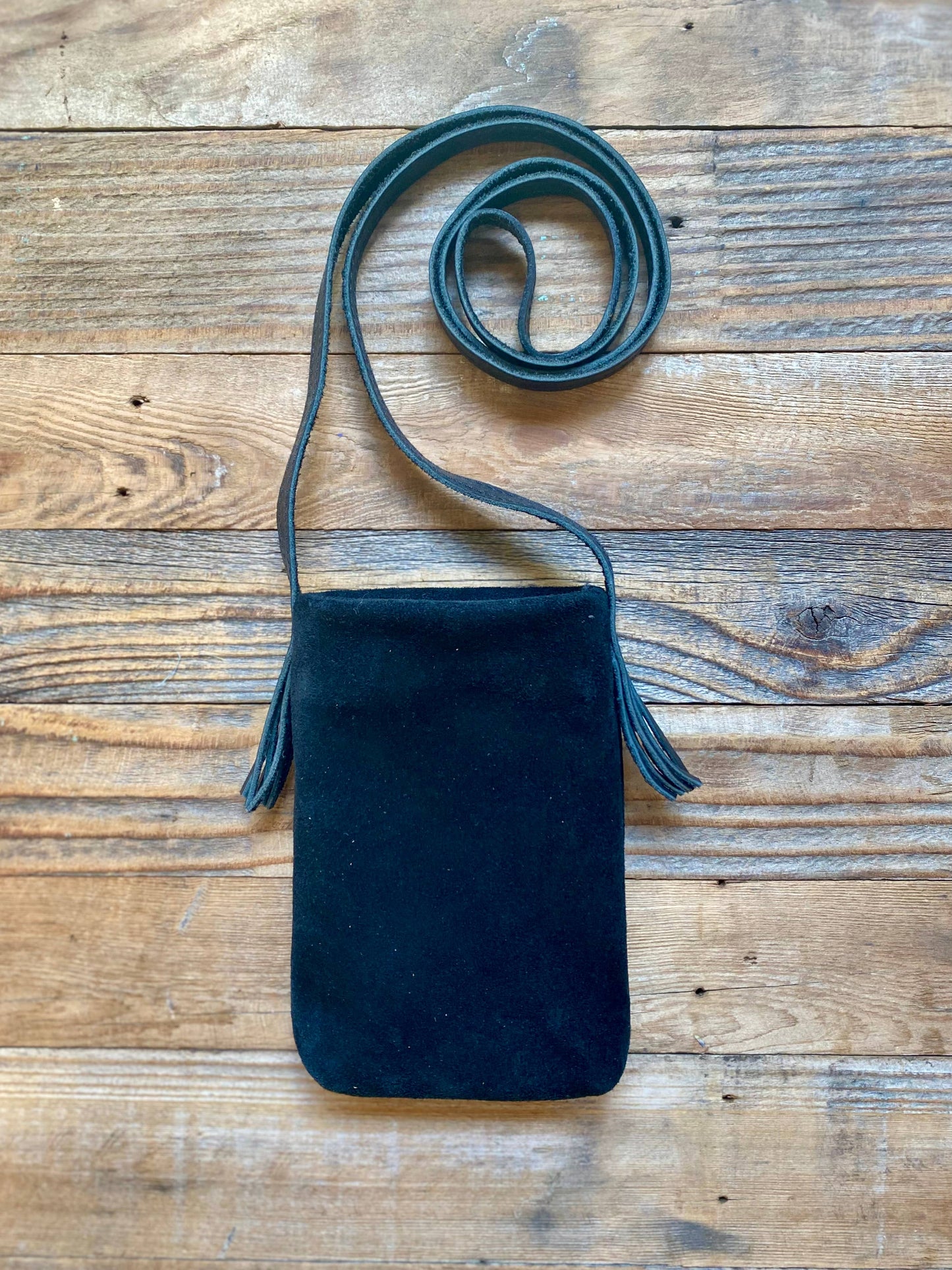 Belle's Black Suede Boho Cell Bag