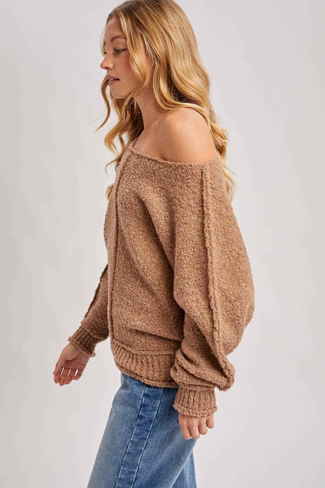 Cozy Bouclé Off-Shoulder Sweater