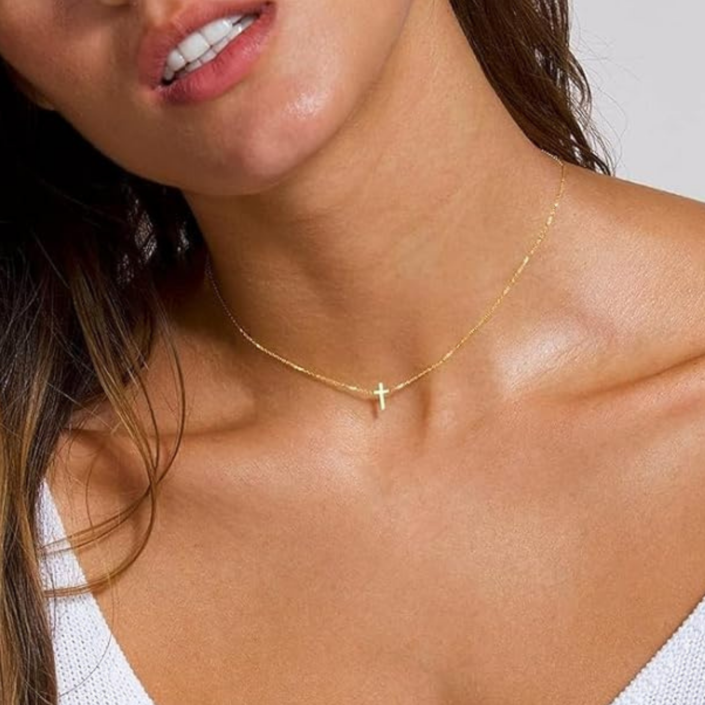 "Saved By Grace" Dainty Cross Necklace