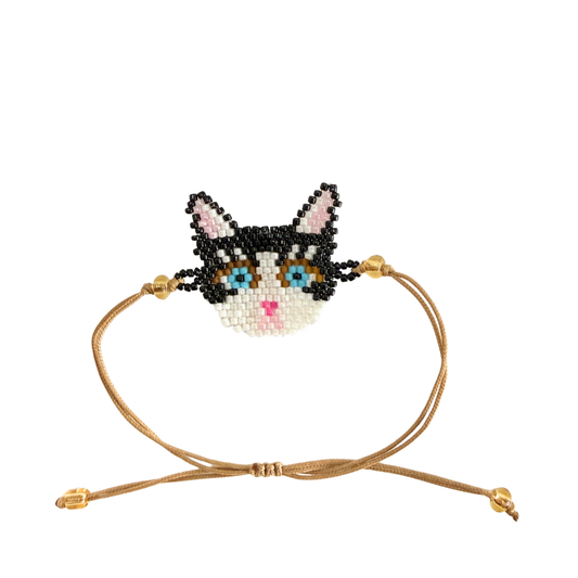 Beaded Calico Cat Bracelet
