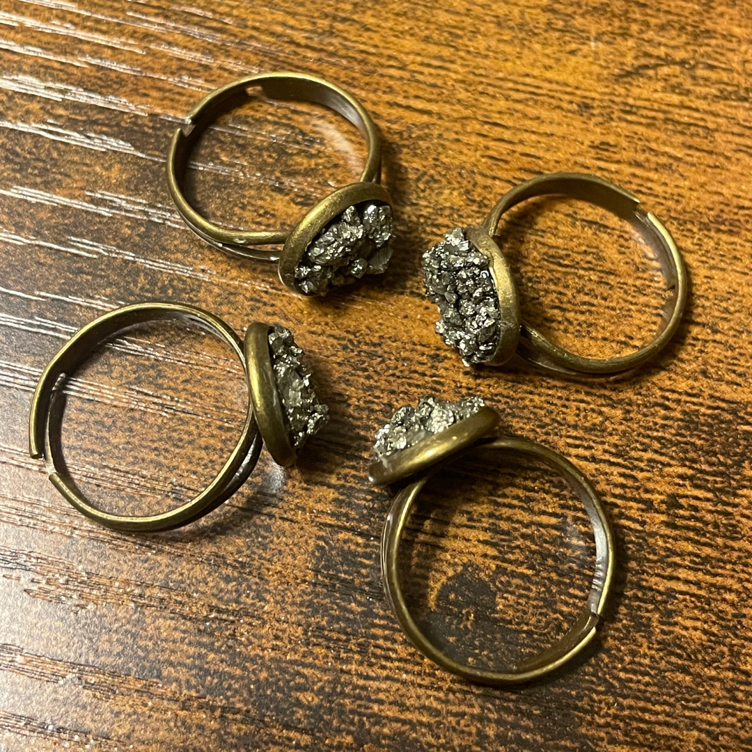 Crushed Pyrite Ring